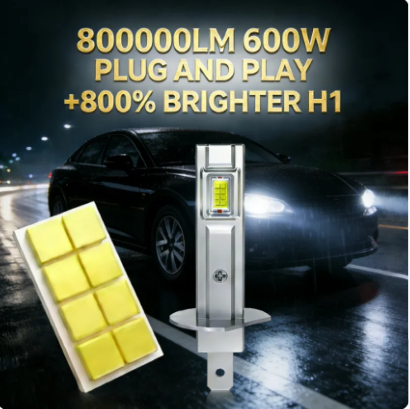 

H1 LED Headlight Bulbs Mini 800000LM CSP for Car Mini Wireless Lamp Spotlights Auto Headlamp Fog lights 12V Plug&Play Dualvision