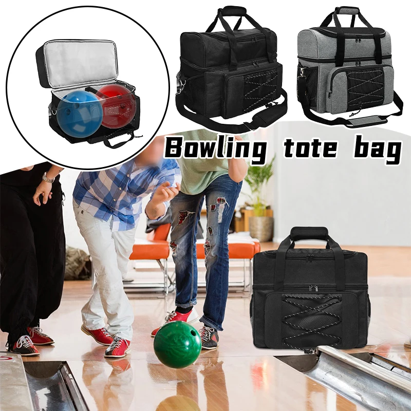 

Bowling Bag For 2 Ball Portable Bowling Tote Bag With Padded Ball Holder For Double Ball And Pair Of Bowling Shoes Up To Men New