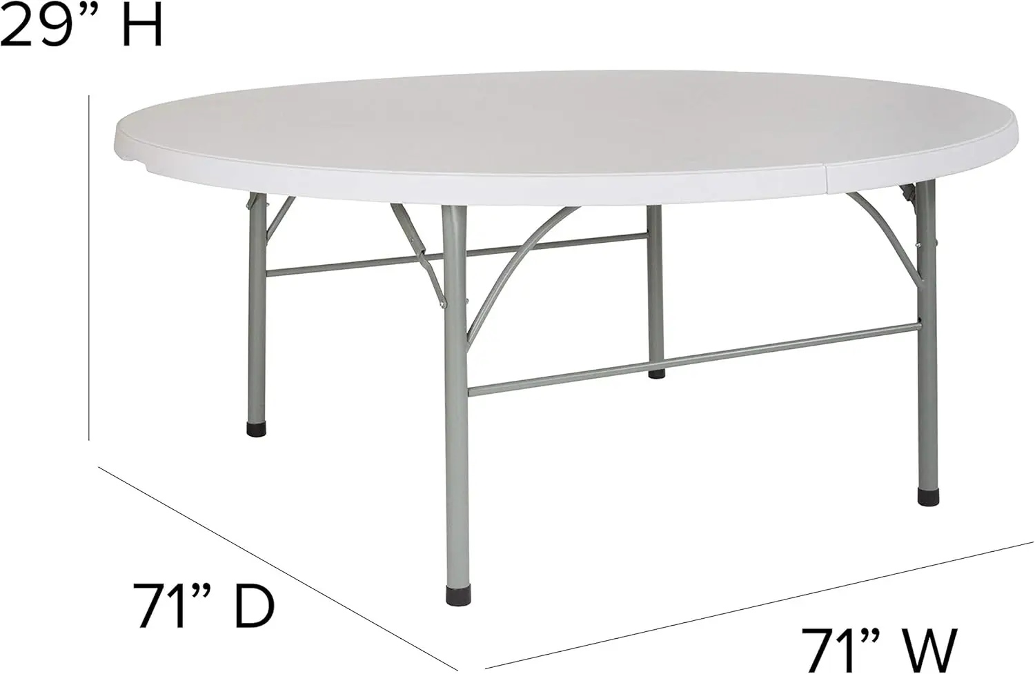 Furniture Stonewall 6' Round Plastic Folding Event Table with Carrying Handle, Bi-Fold Portable Banquet Table for Indoor/Outdoor