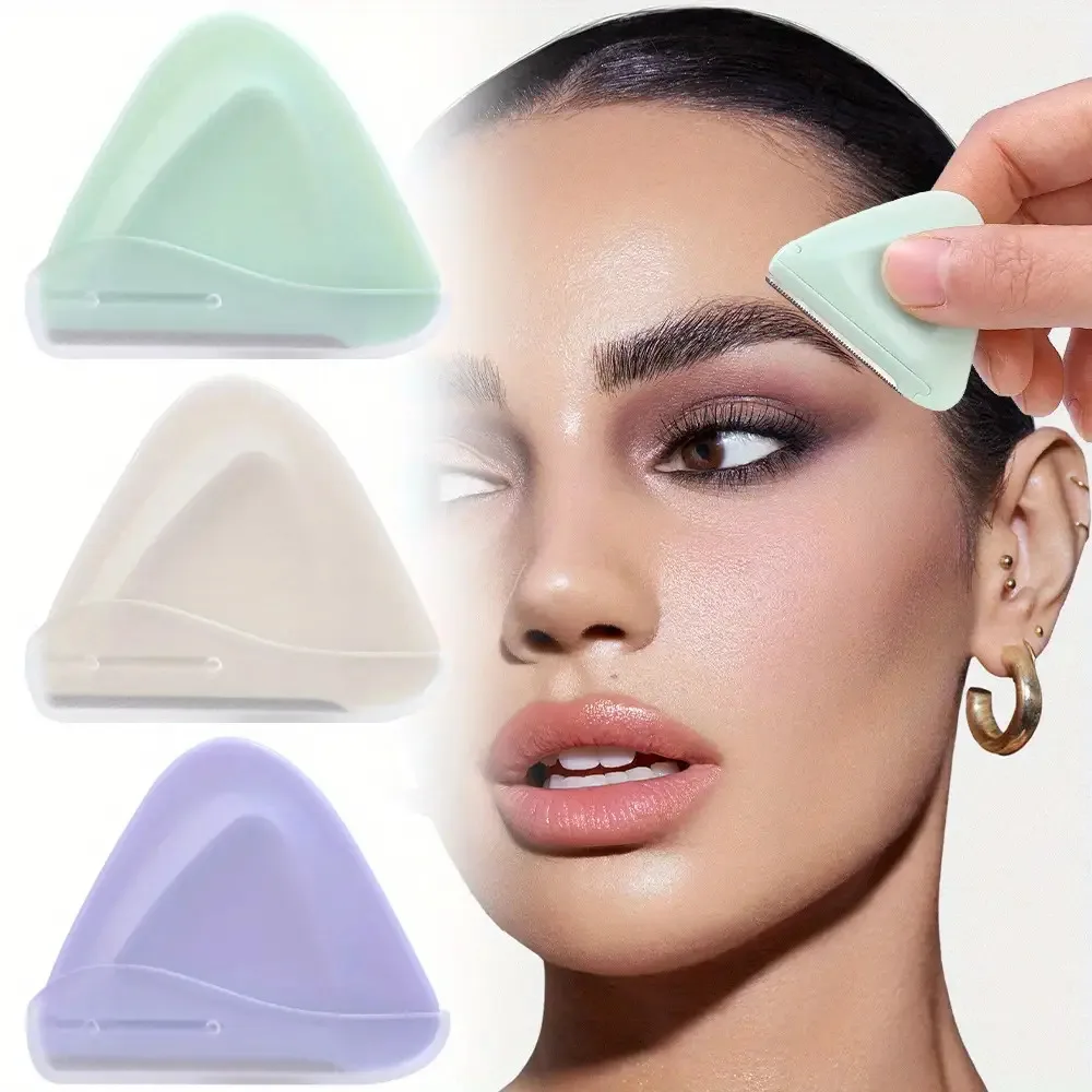 Portable And Safe Macaron Eyebrow Trimmer, Triangular Eyebrow Razor, Beginner'S Eyebrow Shaver, Beauty Tool