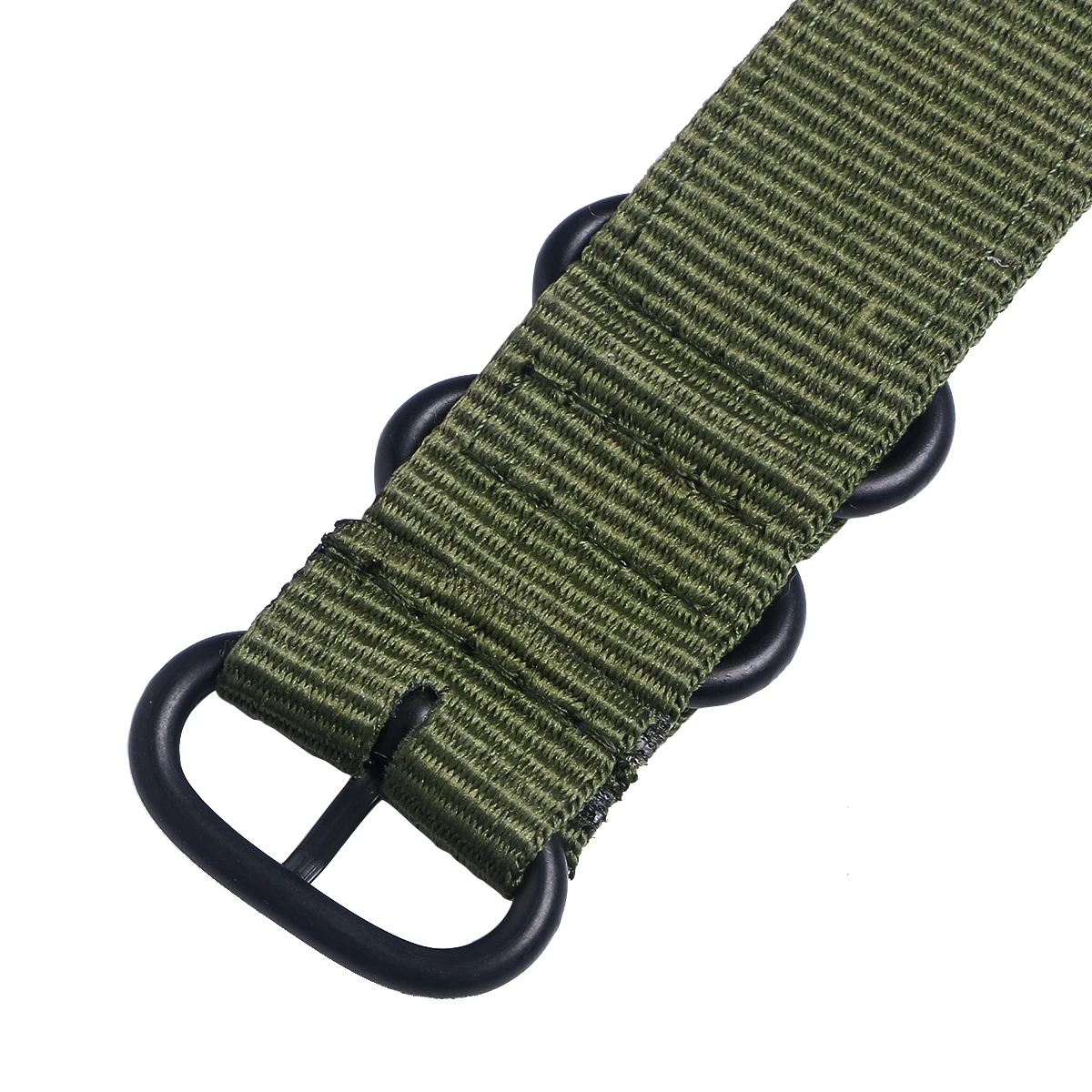 

18 Mm Nylon Strap Black Buckle Watch Straps Breathable Bands Wristband for Army Green