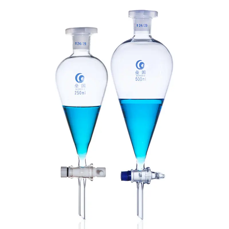 

1pcs Lab Glass Pear-shaped Separation Funnel Loikaw Dropping Funnel with Glass/PTFE Piston 60/125/250/500/1000ml