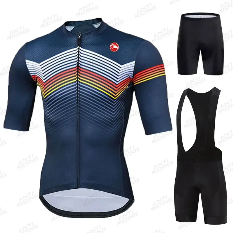 

In Stock New Cycling Jersey Set Men Clothing Suits Quick Dry Bicycle Breathable Sportswear Short Sleeve Bi