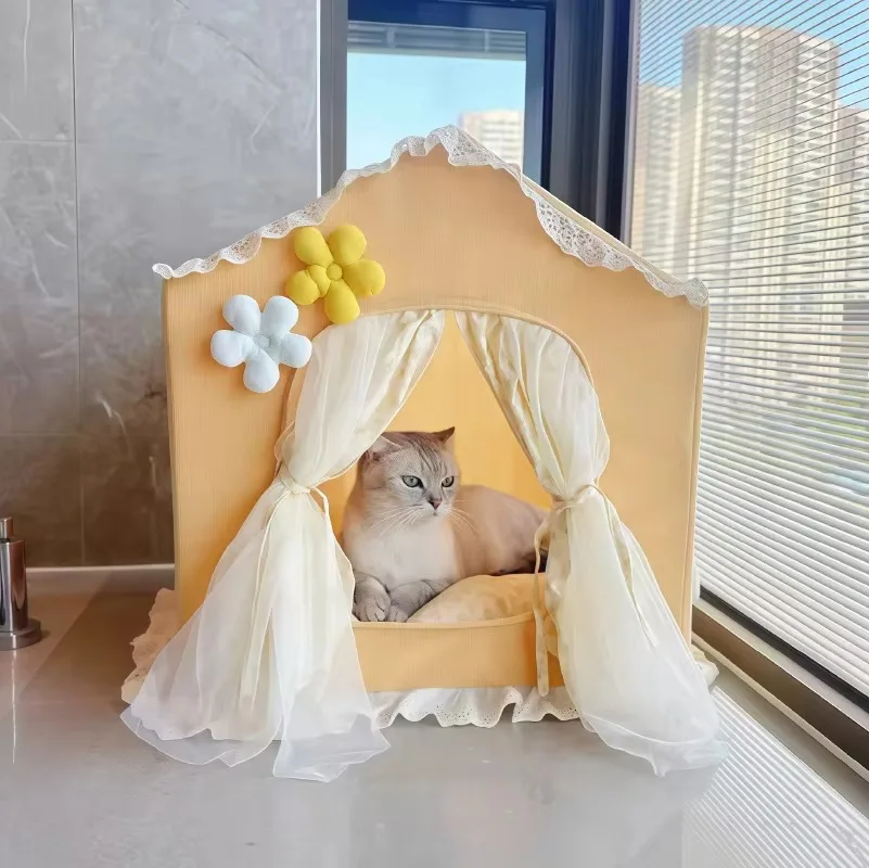 

Устойчивый всесезонный съемный и моющийся кондоминистный для кошек/собак с декором Королевская кровать Иглу Уютный домашний хак