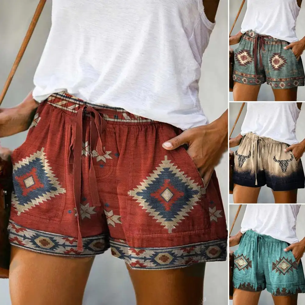 Chic Beach Shorts  High Waist Quick Drying Female Shorts  Drawstring Casual Women Shorts