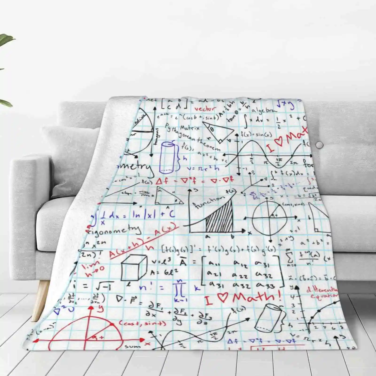 Math Homework Creative Design Light Thin Soft Flannel Blanket Homework School College University Stem Engineering Science Nerdy