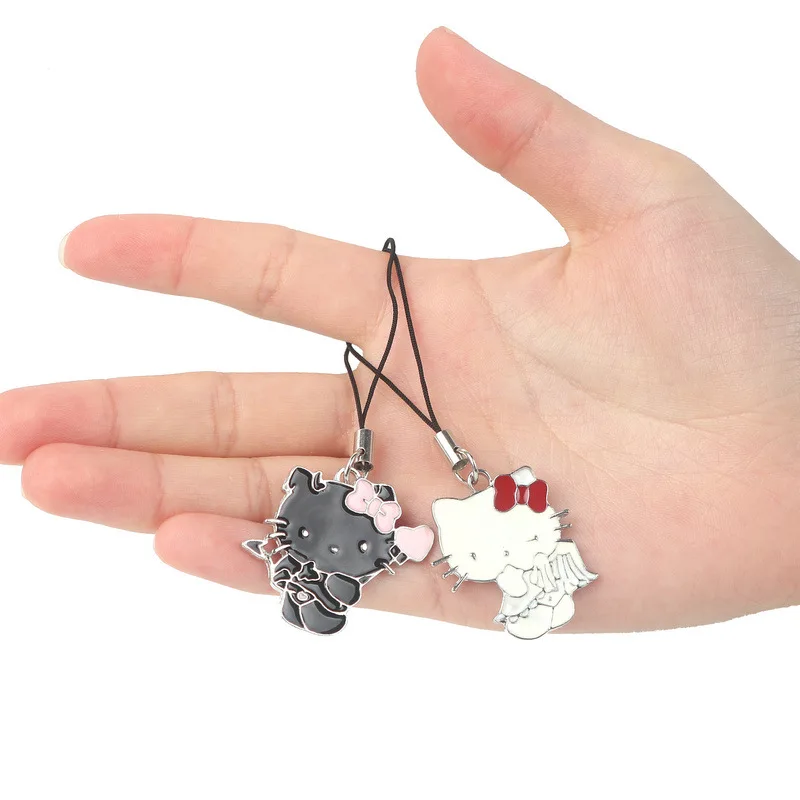 Sanrio dos desenhos animados anime olá kitty metal chaveiro bonito pingente do telefone móvel criativo zíper unidade usb decoração casal accessorie