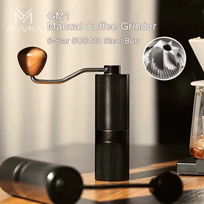 

MUVNA GM1 Manual Coffee Grinder for Espresso&Pour Over,Portable Adjustable Hand Crank Bean Mill,Home Travel Barista Tool