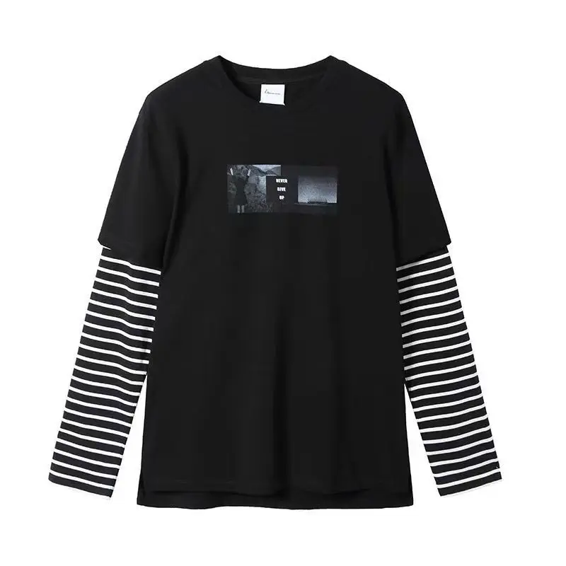 

2000s Vintage Y2k Women T-shirts Black Grunge Graphic Long Sleeve Shirts Harajuku Y2k Korean Aesthetic Streetwear American Retro