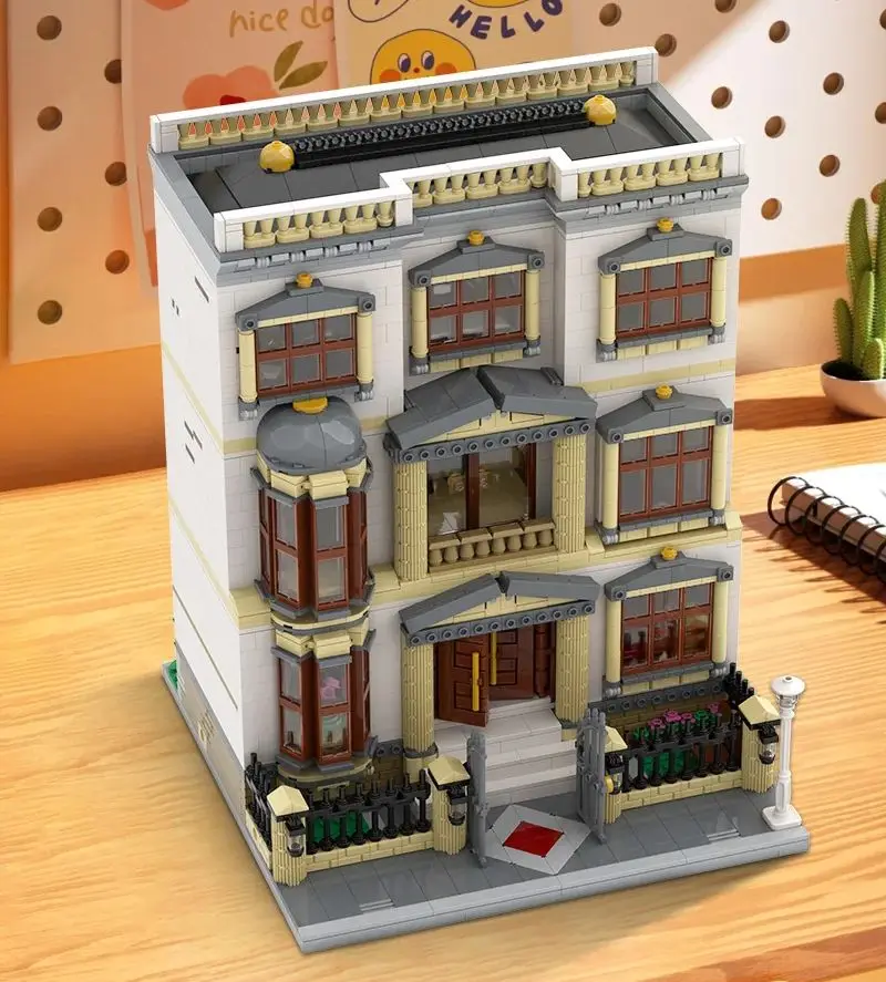MOC Klassische Villa Bausteine Modell Retro Klassische Villa Architektur Street View Ziegel Montage Spielzeug Kinder Geschenke