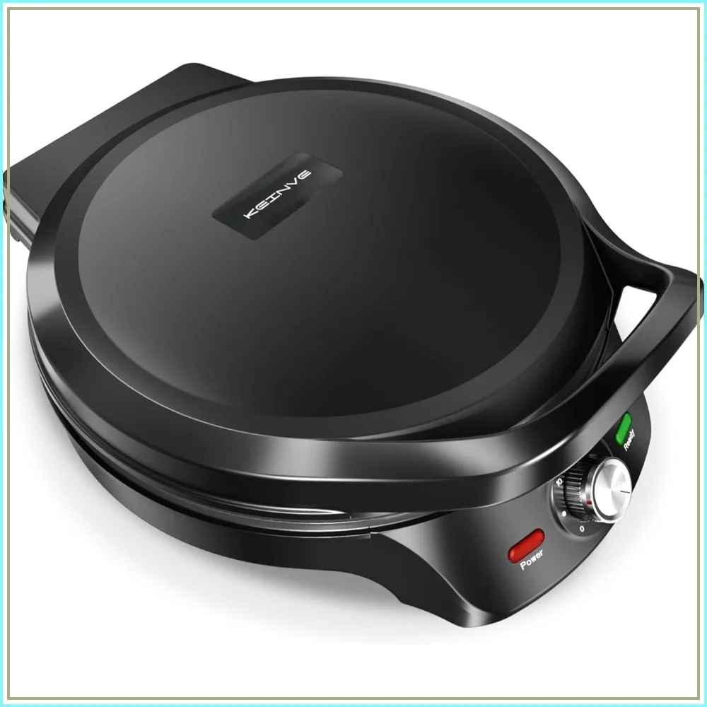 

1500W Electric Griddle, 2-in-1 Indoor Griddle and Pizza Maker with 30-Min Timer, 12" 180° Open for BBQ, Steak, Burgers, Salmon