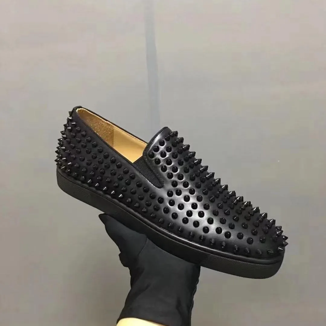 Round Head Rivet Loafers Thick Bottom Men Casual Shoes Spring Soft Sole Sneakers Fashion Slip on Dress Shoes