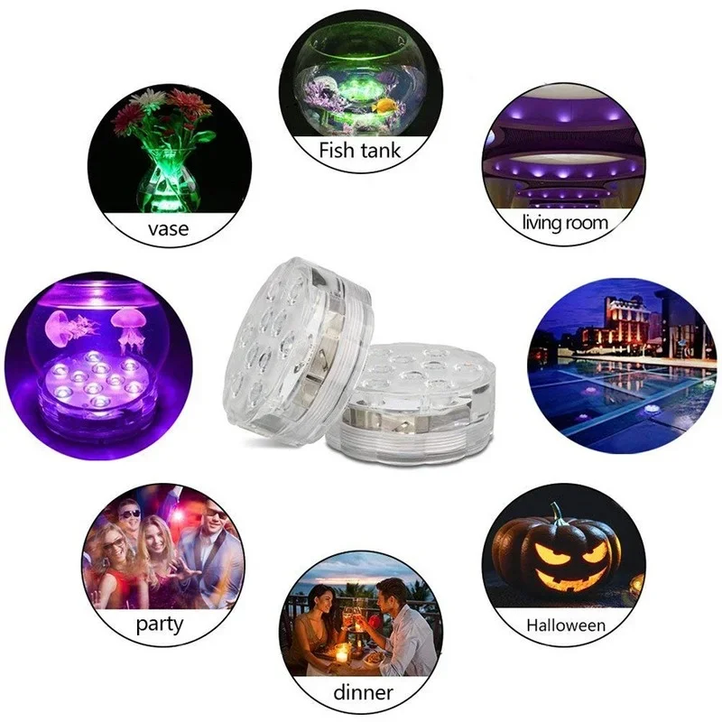 Remote Controlled RGB Submersible Light for Outdoor Party Wedding Decoration