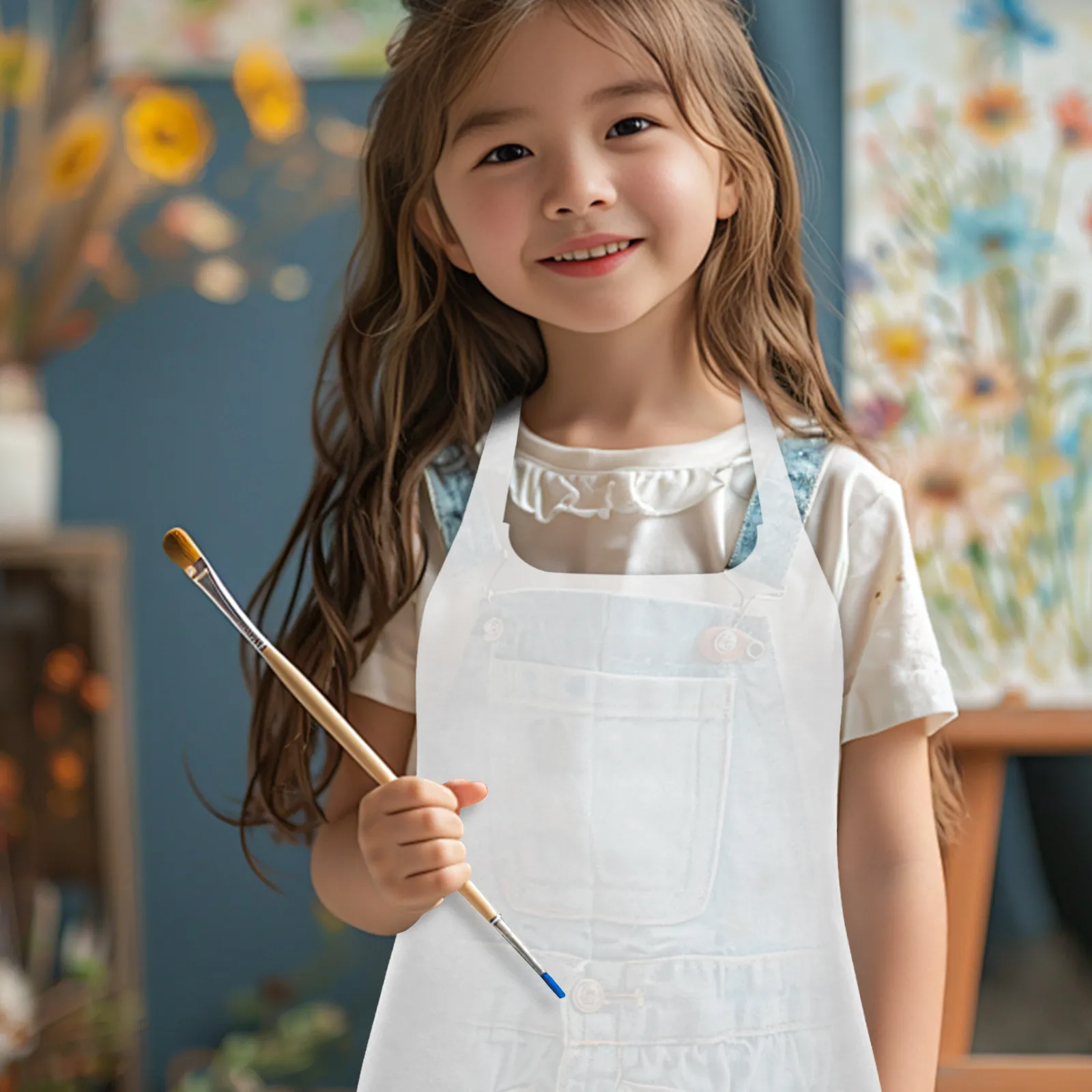 

10Pcs Children Apron White Lightweight Comfortable Non-Woven Painting Apron for Kids Drawing Baking Crafting Heat Transfer