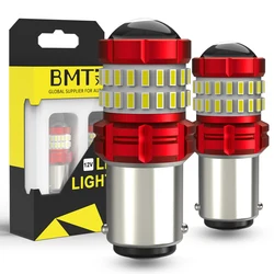 BMTxms 2PCS 1157 P21/5W BAY15D LED Backup Stop Lamp P21/4W BAZ15D PR21/5W BAW15D Led Car Moto Reverse Brake DRL Lights White Red