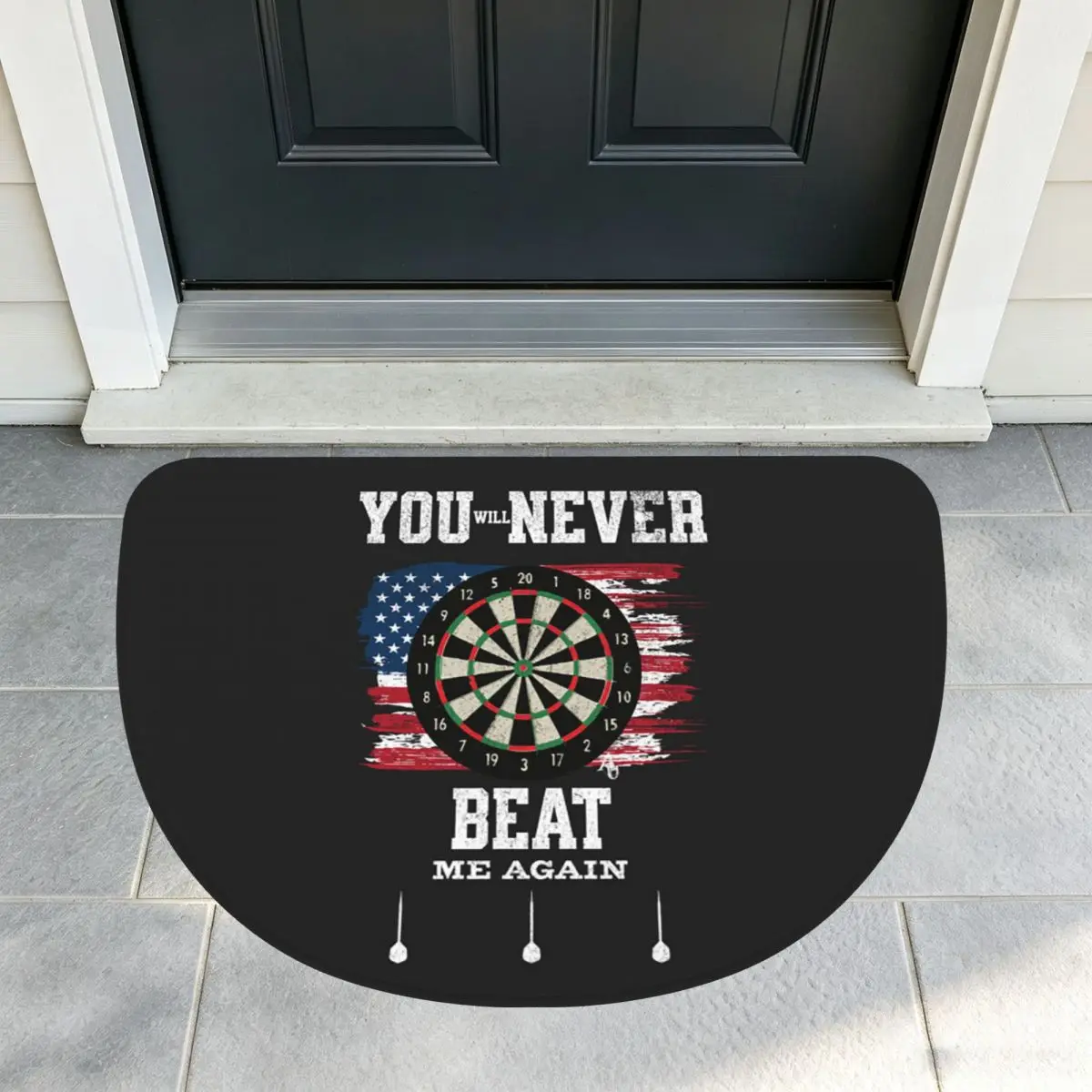 Dart Board Arrow Target Soft Flannel Half Round Doormat Non Slip Bathroom Mat Absorbent Floor Carpet for Home Bedroom