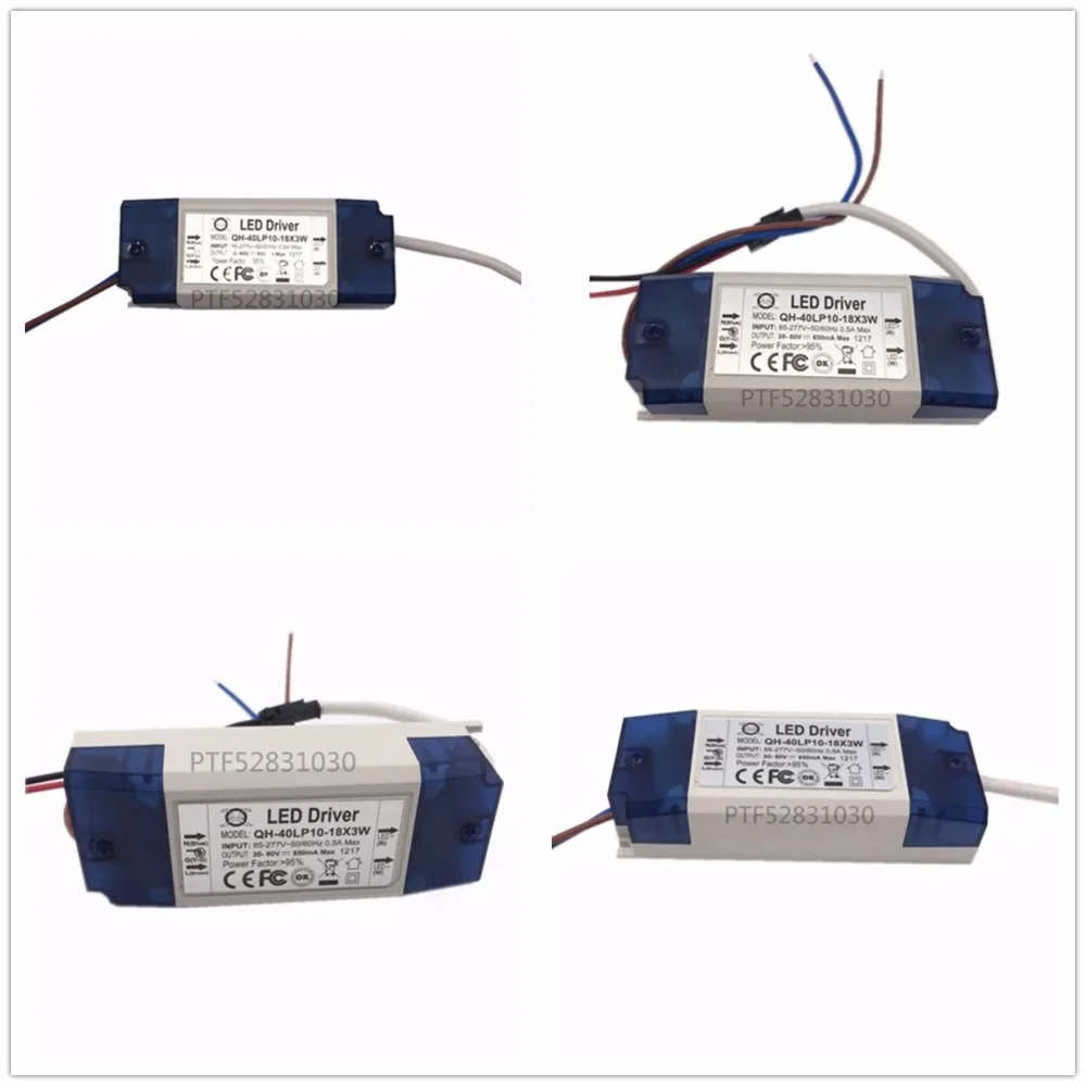 3pcs 20W 30W 36W AC85-277V LED Driver 10-18x3W 600mA DC30-60V LEDPowerSupply Constant Current Ceiling Lamp Free Shippingt