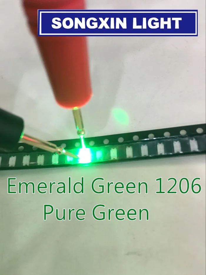 100pcs/lot Super Bright 1206 Green Lighting SMD Led Diode 3216 Diodes Pure Green 520-530nm 100-120MCD XIASONGXIN LIGHT Emerald