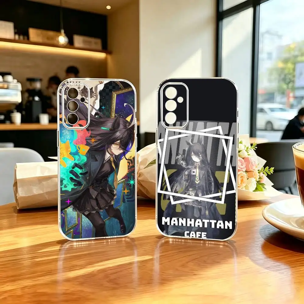Manhattan Cafe Girl P-Pretty D-Derby  Painted Transparent soft Phone Case For Samsung A71, A70, A52, A51, A40, A30, A20