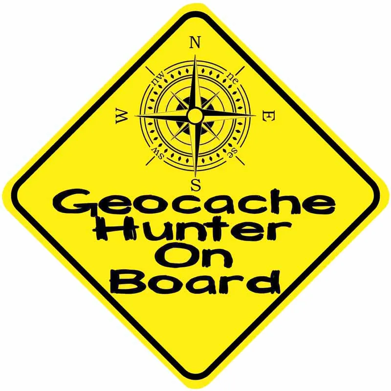 

Y325# Car Stickers Geocache Hunter On Board Compass Warning Mark Decorative Accessories Creative Sunscreen Waterproof PVC