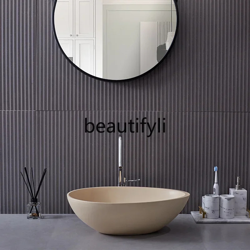 Artificial stone table basin hand washing art face washing personality household simple beige