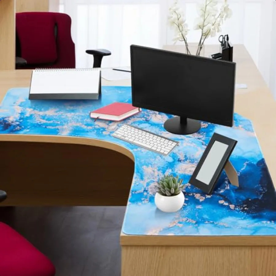 L Shaped Mouse Pad Corner Desk Pad 33'' Large Rubber Printing Mouse Pad Long Extended NonSlip Rubber Desk Mat Computer Protecti