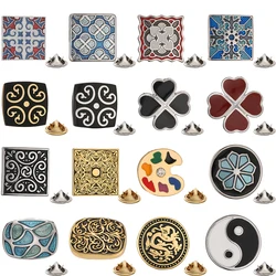 High quality carved flower clover brooch men's wedding suit lapel badge pin gift, factory direct wholesale