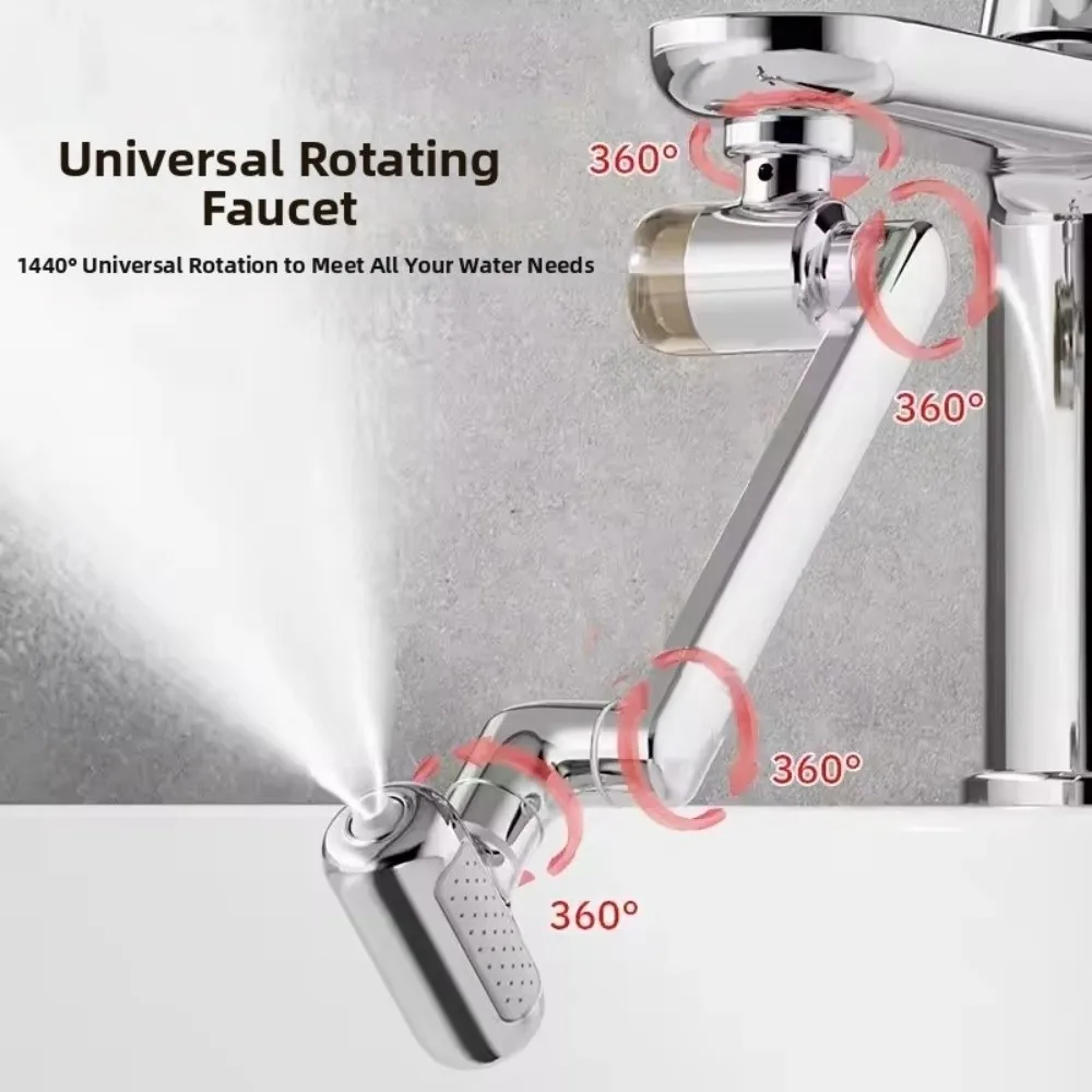 1440° Rotate Kitchen Faucet 4 Modes Easy Installation Rotatable Faucet Sprayer Water Saving Adjustable Faucet Extender Bathroom