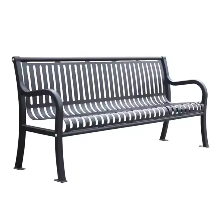 Classic Traditional Retro Slatted Iron Bench Seat Street Metal Leisure Chair Public Garden Patio Eco-Friendly Seats