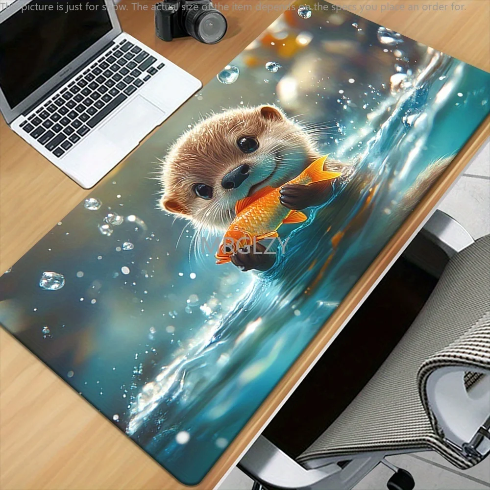 لوحة ماوس صيد السمك من Otter، قاعدة مطاطية كبيرة الحجم مضادة للانزلاق، ملحقات مكتب الكمبيوتر، لوحة ماوس للمكتب والألعاب، حصيرة لوحة المفاتيح، سجادة ديكور #3
