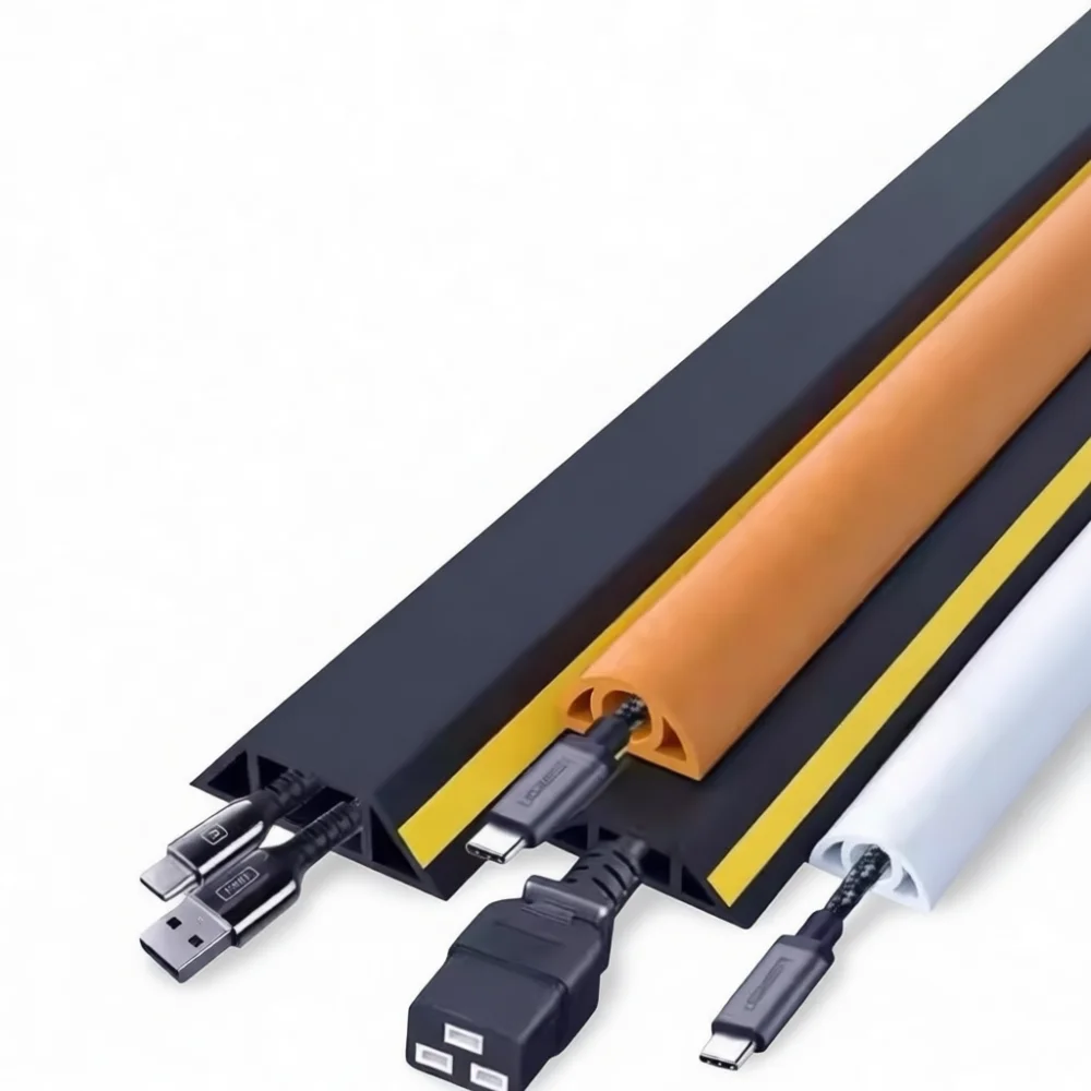 Soft PVC Cable Raceway Flexible Floor Wire Protector Flame Retardant Management Channel For Office Home Industrial Cable Storage