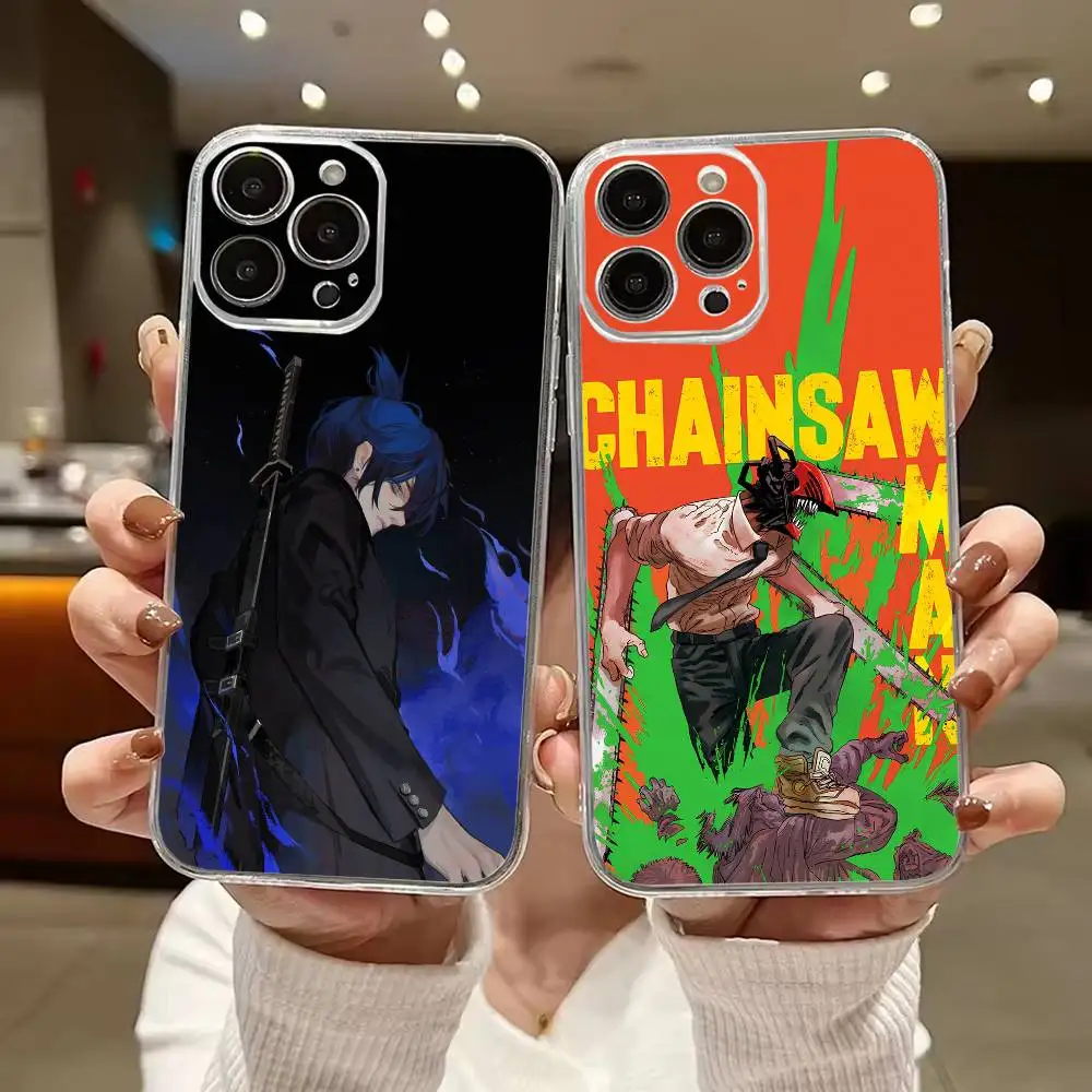 Chainsaw Man-S Anime  Transparent Shockproof Phone Case For iPhone 17,16,15,14,13,12,11 Plus,Pro Max