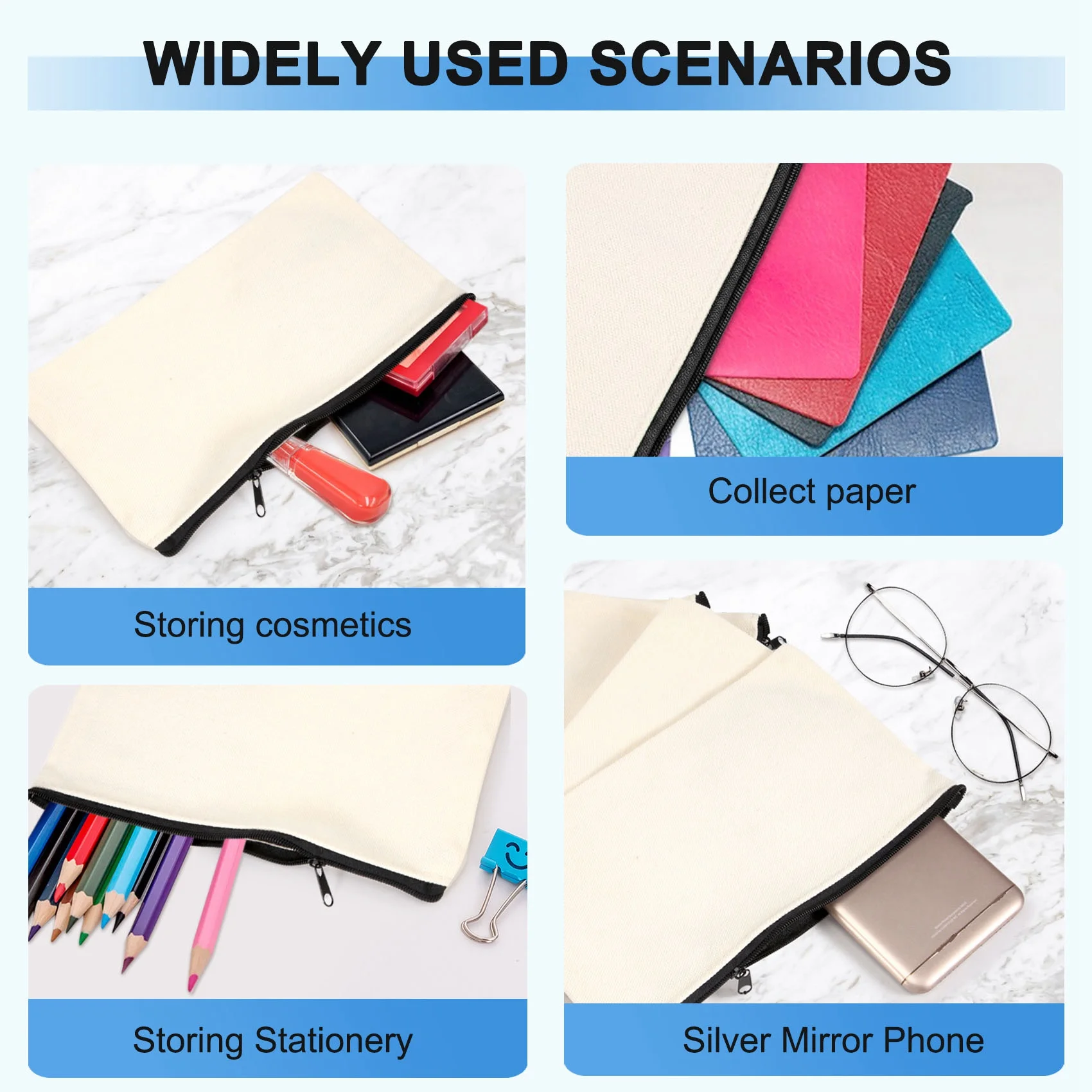 ABJG-50Pcs قماش سستة حقيبة مقلمة حقيبة مستحضرات التجميل حقيبة فارغة DIY بها بنفسك حقيبة الحرفية حقيبة مستحضرات التجميل مستحضرات التجميل