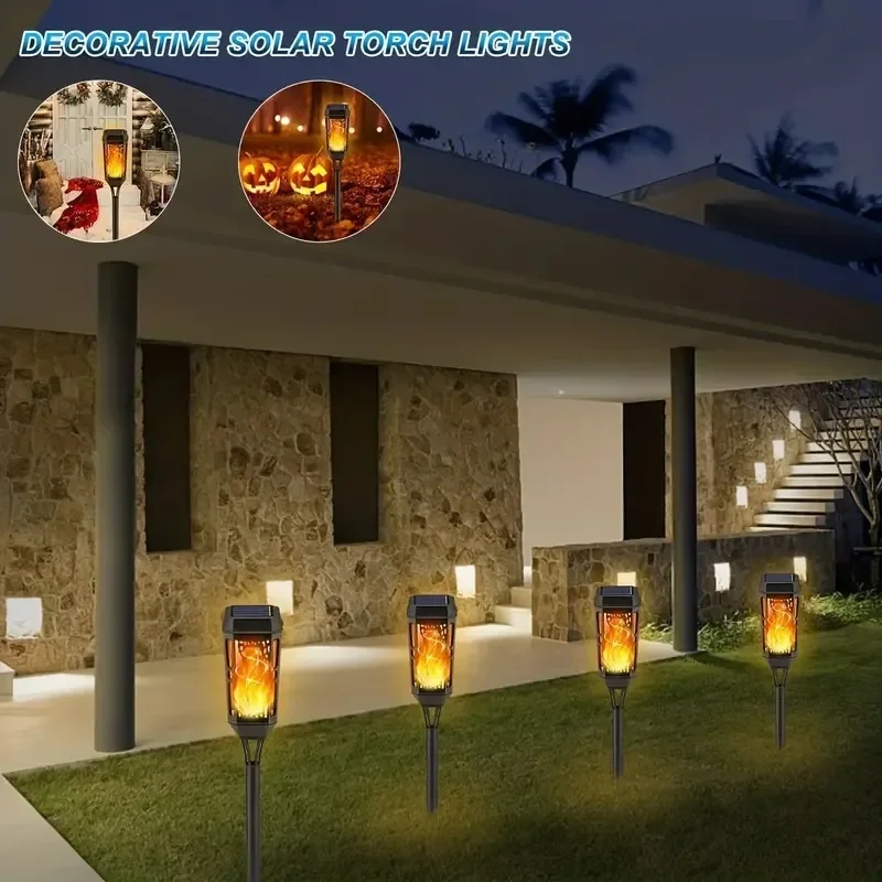 

6Pcs Solar Flame Torch Light Flickering Light Waterproof Garden Decoration Outdoor Lawn Path Yard Patio Floor Lamp