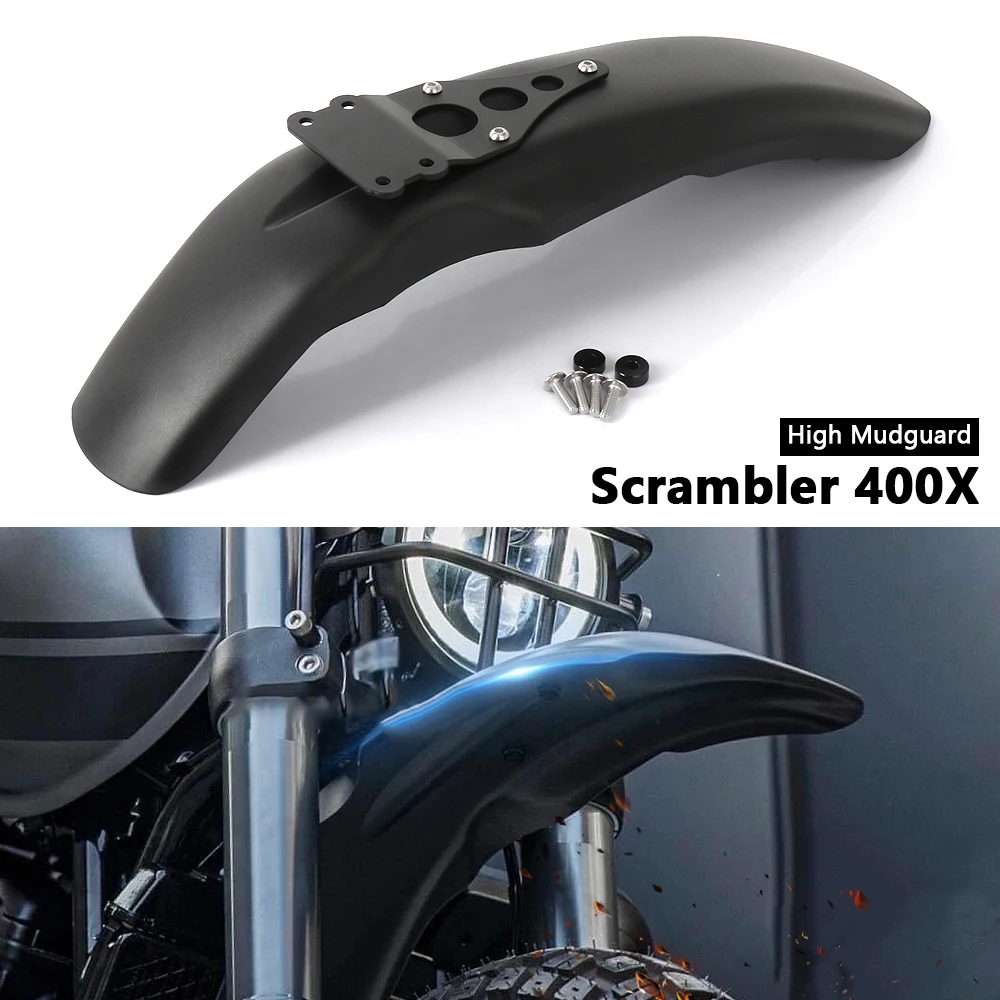 New For Scrambler 400X SCRAMBLER 400 X 2024 2025 Motorcycle Accessories Front Fender High Mudguard Black