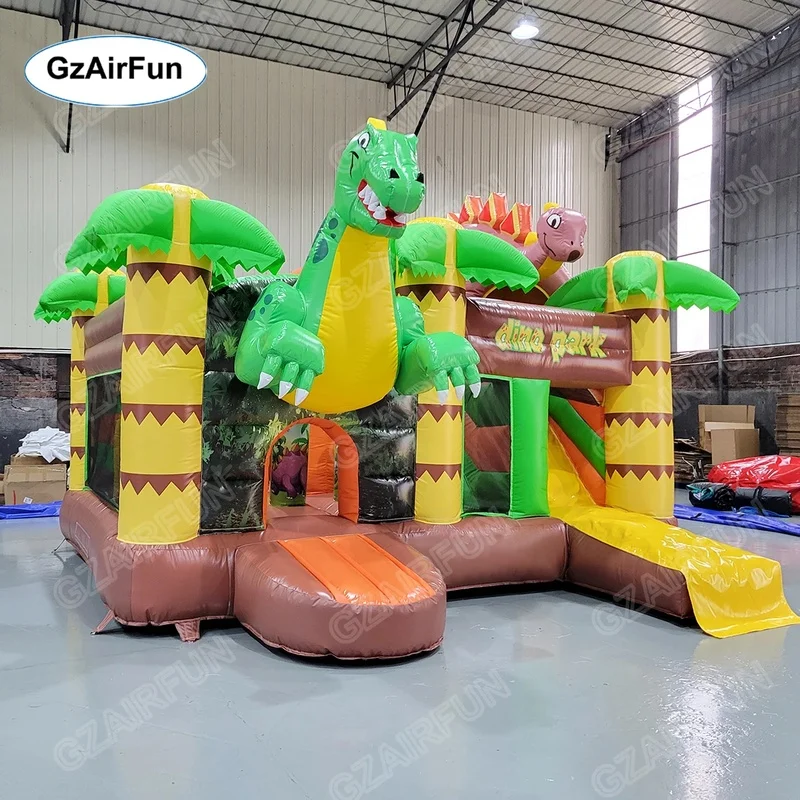 Dino Park Inflatable Bounce House with Slide Dinosaur Themed PVC Material Kids Jumper for Party Easy Setup