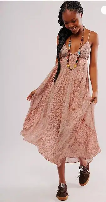 여성용 파인 소프트 쉬폰 플로럴 프린트 롱 스트랩 드레스, 보호 비치 웨어, 민소매 백리스, 깊은 V넥, 섹시한 로브, 여름