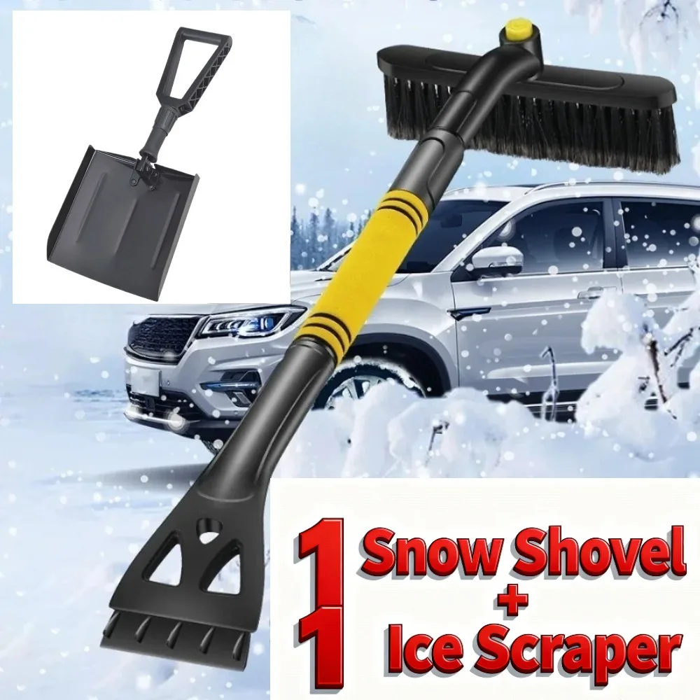 

2Pcs Car Snow Removal Set 1 Snow Shovel 1 Multi Function Snow Blade Vehicle Mounted Winter Auto Tool For All Cars