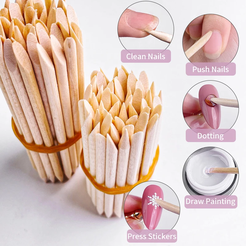 Oranje Sticks Cuticula Pusher Nail Tools Korte Nagelriem Verwijderaar Voor Nagels Manicure Verwijderen Cuticula Verwijdering Professionele Accessoires