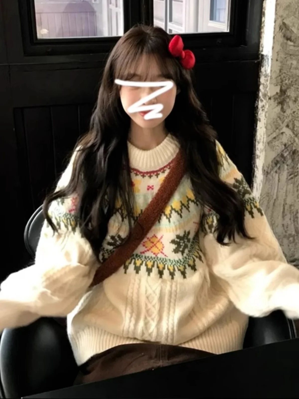 

Women's Thiened Loose Knitted Sweater round Ne Pullover Autumn Winter New Sle Lazy Faion High Sensation Fierland 2025