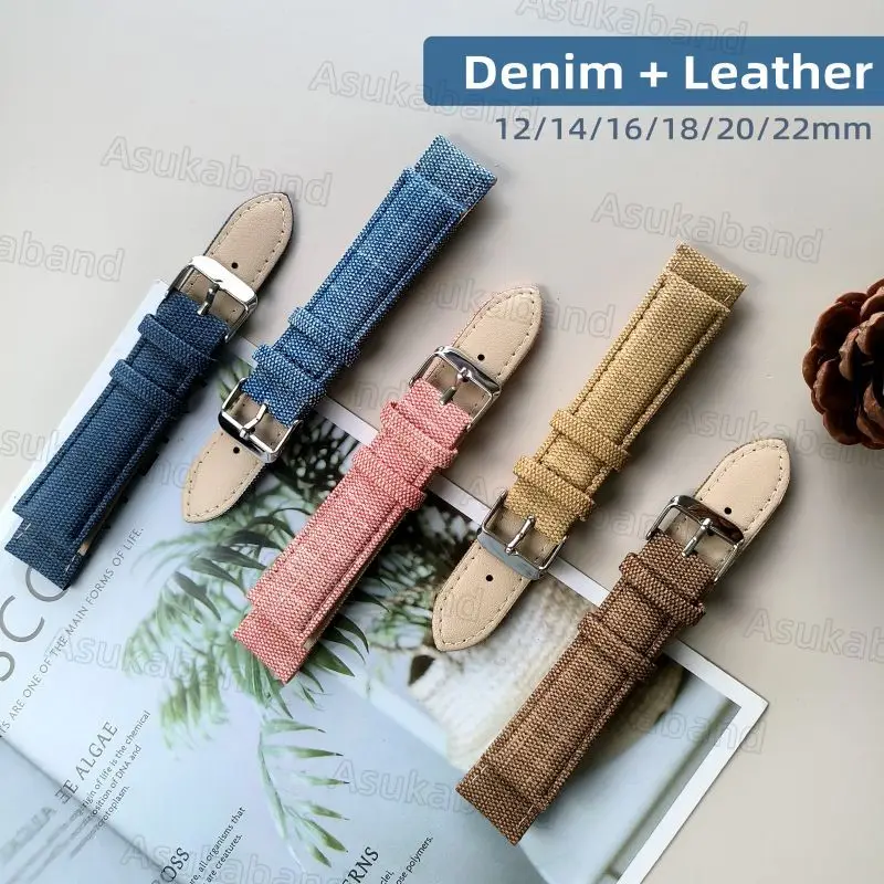 Retro Denim Nylon Watch Strap Canvas Band 10 12 14 16 18 20mm 22mm Bracelet Simple Wristbelt for Samsung for Amazfit for Huawei