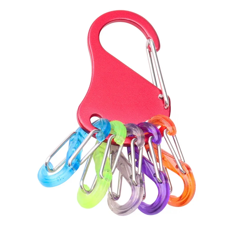 HDIRXG Aluminiumlegering Chem Light Holders Karabijnhaak Clip Met 6 S-Biners Glow Sticks Sleutelopberggesp voor Buiten Kamperen