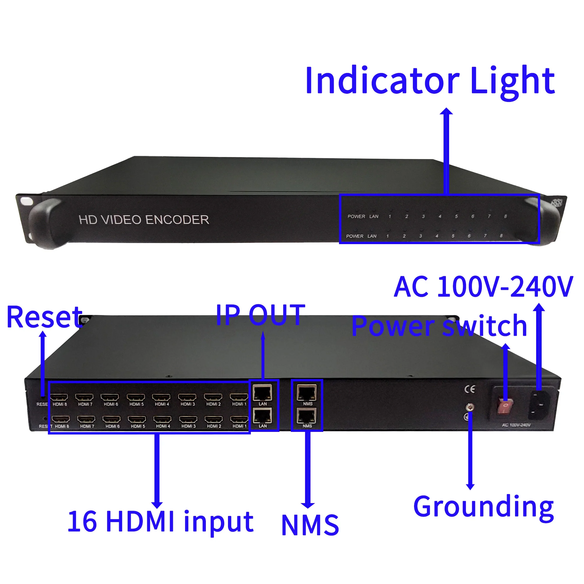 

H.264 H.265 16-канальный HD-видеокодер IPTV CATV TV передняя система HEVC HDMI-IP веб-трансляция потоковая передача