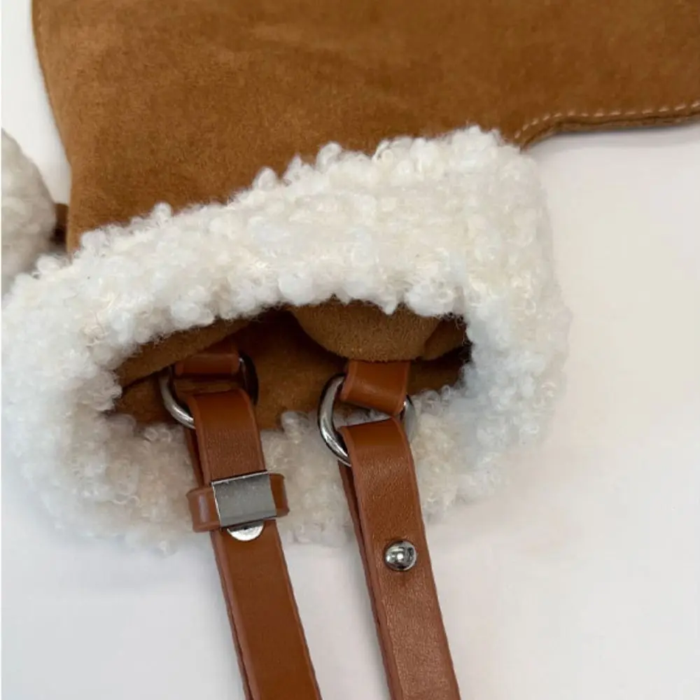 Niedliche Wildleder-Umhängetasche im koreanischen Stil, flauschige Lammwolle, Weihnachtssocke, Tasche, Geldbörse, Geldbörse, lässige Lammfell-Tasche für Damen