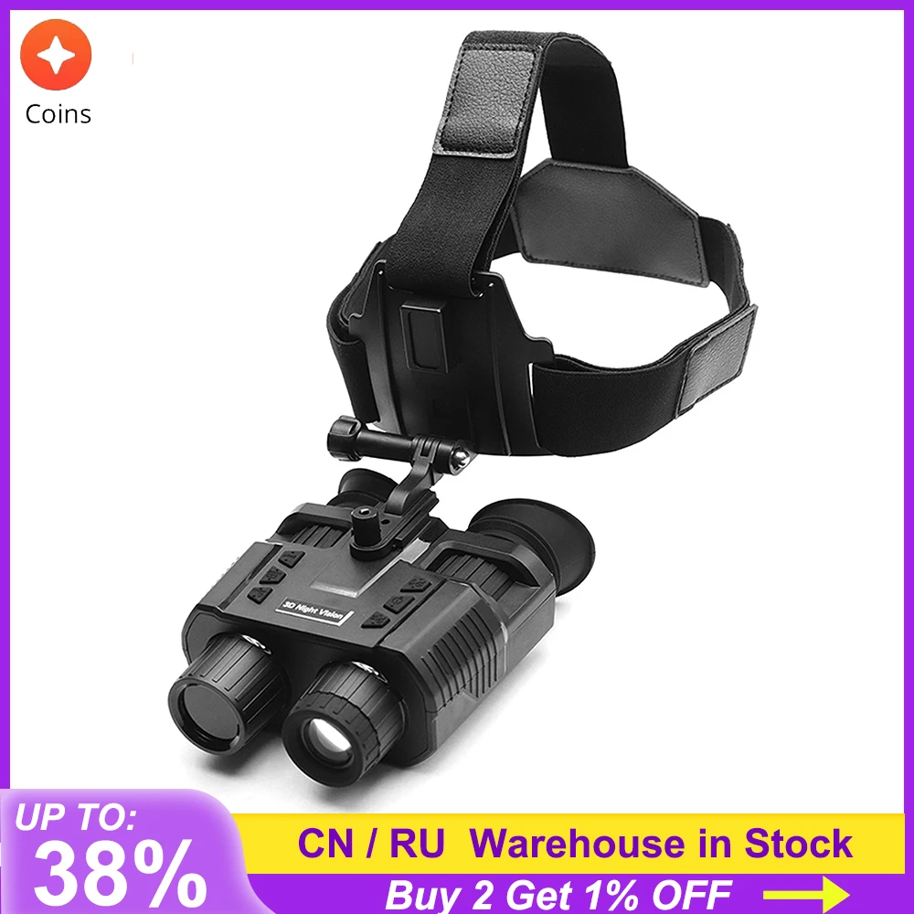 NV8000 Helmet 3D Night Vision Goggle IR 1080p HD infrared NV Binocular Naked Eye Digital 3D Helmet Eyepiece Head Mount Darkness