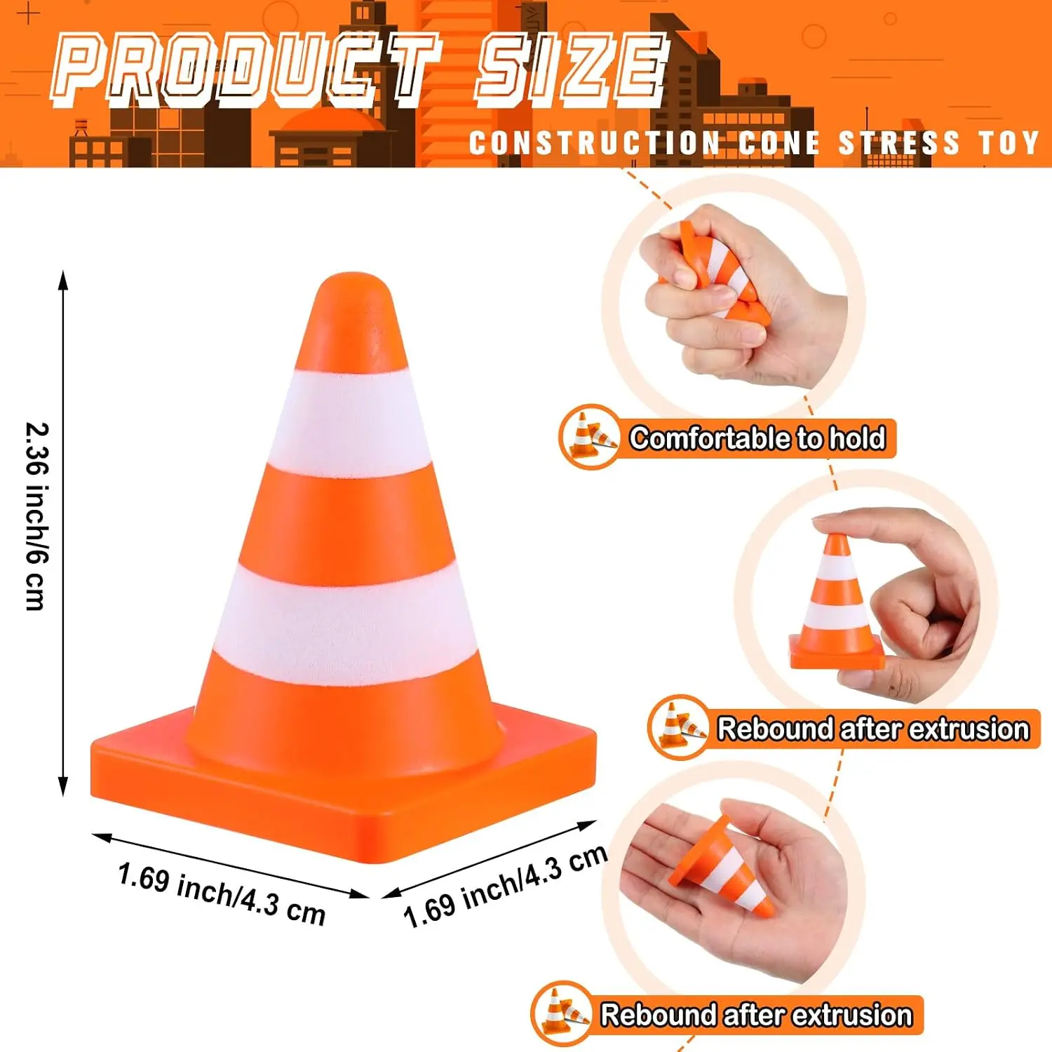 60 Pcs Traffic Cone Sensory Toys Bulk Party Favor Anxiety Fidget Toy