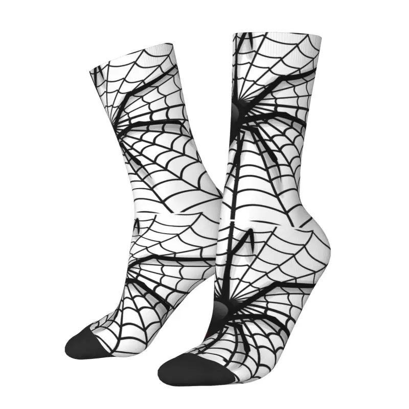 Fashion Printing Spider In Web Socks for Men Women Stretch Summer Autumn Winter Animal Print Crew Socks