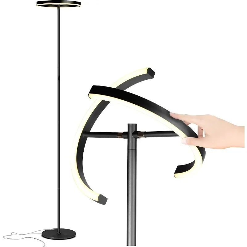 

Halo Split Modern Bright LED Torchiere Floor Lamp for Offices - Dimmable, Tall Standing Lamp for Living Room or Bedroom