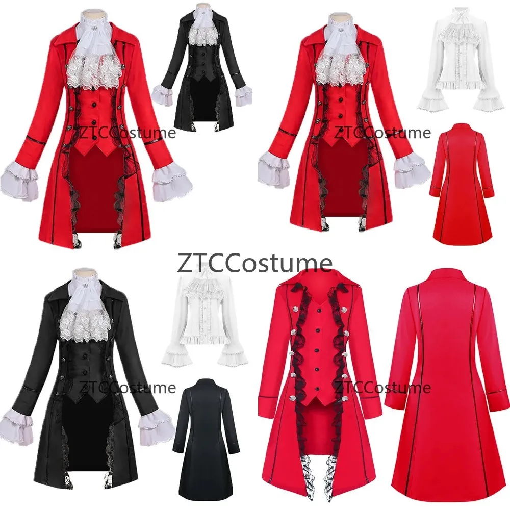 

Victorian Steampunk Gothic Womens Lace Jabot Tie Blouse Jacket Coat Cosplay Medieval Costume