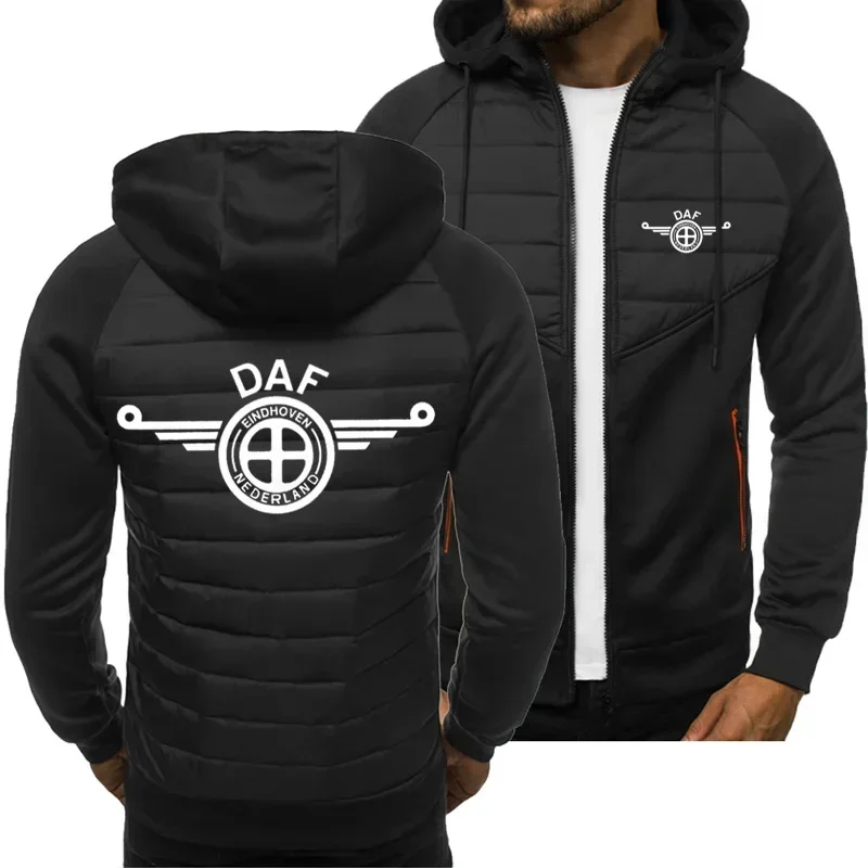 New Spring and Autumn DAF Truck Logo Printed Hoodie Men's Fashion Sports and Leisure Sweatshirt Cardigan Zipper Jacket